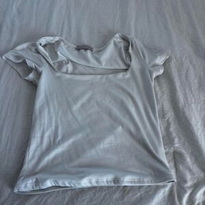 BOUTIQUE Square Neck Fitted Medium Women's Casual White CropTop Blouse T Shirt